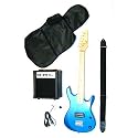 B-Guitars 36 Inch Junior Electric Guitar 3/4 Size with Amp Beginner Kit - Metallic Blue