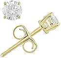 14K Yellow Gold 1/4 ctw Diamond Solitaire Earrings