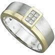 0.20 Ct.T.W. Princess Cut Diamonds, Two Tone 14Kt. Gold. Two Tone Men's Diamond Ring