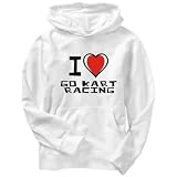 I Love Go-Kart Racing Sports Mens Hoodie (White, Sizes X-Small - XXX-Large)