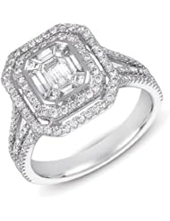 14K White Gold 1.11cttw Round Diamond Fashion Ring