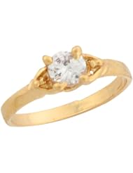 14k Real Gold White CZ Pretty Baby Dainty Girls April Birthstone Ring