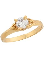 10k Real Gold White CZ Pretty Baby Dainty Girls April Birthstone Ring