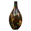 Ceramic Stem Vase with Floral Pattern - Brown