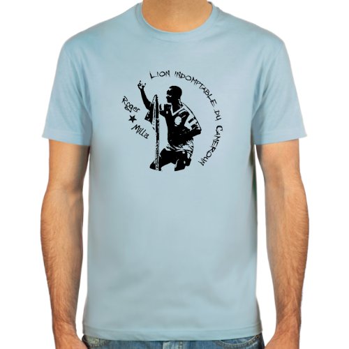 T-Shirt Roger Milla ::: Farbauswahl: skyblue, sand, weiß oder deepred ::: Größen: S-XXL ::: Fußball-Kult