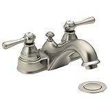 Moen CA6101AN Kingsley Two-Handle Low Arc Bathroom Faucet, Antique Nickel