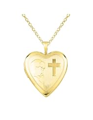 Sterling silver and 14k gold Heart Shaped Locket w/ Cro "Communion" Necklace