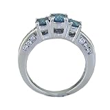 1.40 ct Three-Stone White & Blue Diamond Engagement Ring in 14K White Gold, Available In Sizes 4, 5, 6, 7, 8, & 9.