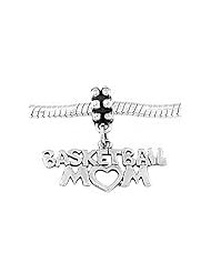 Sterling Silver Basketball Mom Dangle Bead Charm