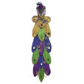 25" Glitter Peacock Floral Craft Pick Christmas Ornament