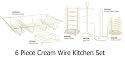 6 PIECE CREAM WIRE KITCHEN DRAINER, UTENSIL HOLDER SET