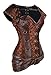 Charmian Women's Spiral Steel Boned Goth Retro Overbust Steampunk Bustier Corset Brown Small