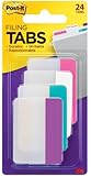 Post-it Tabs, 2-Inch Solid, Assorted Colors, 6-Tabs/Color, 4-Colors, 24-Tabs/Pack