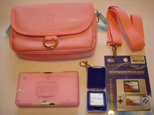 PINK Nintendo DS Lite Carrying Case Bag + Silicone Case + Game Card Holder + Screen Protector for NDS / NDSL