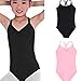 Arshiner Kids Girl's Double Strap Slim Solid Camisole Leotard Black(FBA) 150(Age: 9-10Y)
