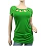 Sexy Green Scoop Neck Ruched Side Plus Size Top