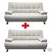 2PCS MODERN LEATHERETTE FUTON SOFA BED SET, ITEM #3510W-2, IVORY