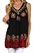 Sakkas Batik Embroidered V-Neck Sleeveless Blouse