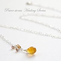 ハートチェーンとしずくのネックレス/シトリンコニャックSLV925
