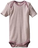 Wool & Silk Short-Sleeved Onesie, 74-80 (6-12 mos), pink stripes