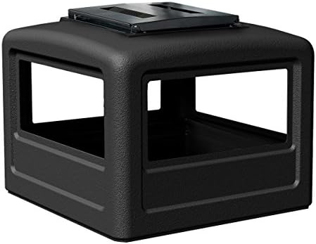 42 Gal Square Commercial Trash Can with Ashtray Beige