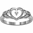 18K White Gold Diamond Heart Ring - 0.01 Ct.