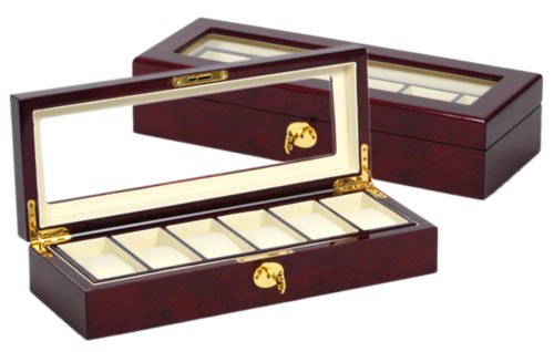 410i9P1Q4lL Luxurious Burgundy Color Wooden 6 Watch Box