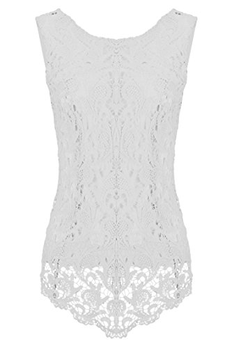 Voguegirl Women's Sleeveless Embroidery Chiffon Lace Tops Vest Shirt Blouse