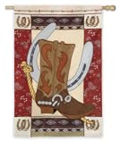 WESTERN cowboy BOOT horseshoe FLAG yard art SIGN NEW