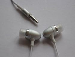 SNY Aluminum Noise-Canceling Earphones for Apple iPod nano 4G, iPhone and other iPods, Silver