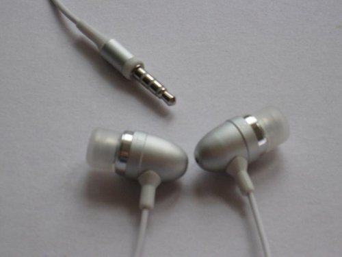 SNY Aluminum Noise-Canceling Earphones for Apple iPod nano 4G, iPhone and other iPods, Silver
