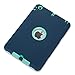 iPad Mini Case, ROKE Fashion 2in1 Hybrid Protective Heavy Duty Protection Shock-absorption Impact Resistant Case For Pad Mini 2/3 Case (Mint Green/Dark Blue)