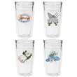 Garden Set (Assorted) 12 oz Slimline Insulated Beverage Tumblers Set, Clear (4 designs)