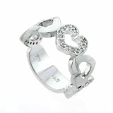 Alternating Heart Ring with Sterling Silver and Simulated Diamond CZ Hearts