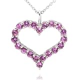  7/8 Carat TW Pink Sapphire Heart Pendant in Silver with 18