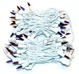 Review General  / 100 Light White Wire Red / White / Blue Icicle Light Christmas Holiday Light Bulb Set