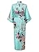 Swhiteme Women's Kimono Robe Long Satin Bathrobe Loungewear Sleepwear