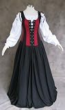 Red and Black Renaissance Faire Wench Bodice Pirate Gown Dress Costume LOTR Small by Artemisia Designs