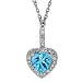 1.00 Ct Heart Shape Blue Topaz .925 Sterling Silver Pendant With 17
