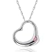 14k White or Yellow Gold Pink Sapphire Heart Pendant, 17