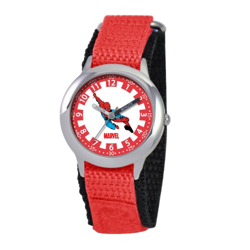 Marvel Comics Kids' W000112 Spider-Man Stainless Steel Time Teacher Watch