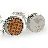 Dots Wood Reversible Pendant with Clear Rose Pattern on reverse side