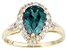10KT 2.70CTW WHITE ZIRCON AND LAB ALEXANDRITE WITH DIAMOND ACCENT RING