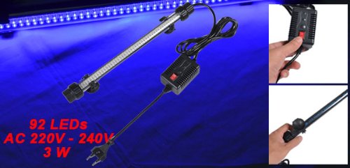 Como Blue Light AC 220V-240V 3W 92 LEDs Aquarium Submersible Lamp w Adapter Como Blue Light AC 220V-240V 3W 92 LEDs Aquarium Submersible Lamp w Adapter