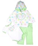 Young Hearts "Cute Flower" 3-Piece Outfit (Sizes 3M - 9M) - lime, 6 - 9 months