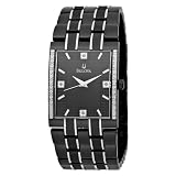 Bulova Mens 98E108 Diamond Accented Case Bracelet Black Dial Watch by Bulova