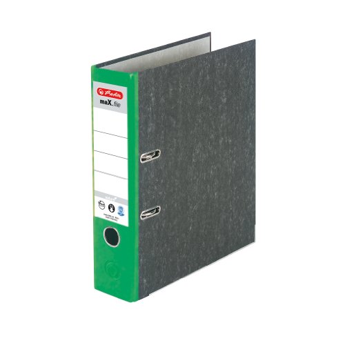 Imagen 2 de Herlitz 11012838- Archivador A4 8 cm de grosor color verde con solapa gris (Pack de 5)