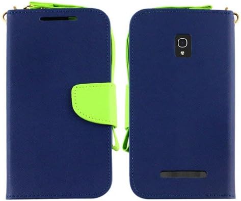 Alcatel One Touch Pop Mega LTE A995L / A995L, LF 4 in 1 Bundle, 2 Tone Premium PU Leather Flip Wallet Credit Card Cover Case, Stylus Pen, Screen Protector &amp; Wiper For Alcatel One Touch Pop Mega LTE A995L / A995L (Wallet Blue)