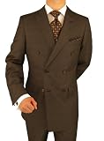 Presidential Suit Italian Style Double Breasted Mens Suit Jacket + Single Pleated Pants Business Suit Window Pane Brown