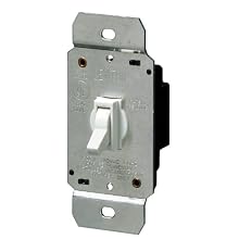 Leviton 6641-W 600W Incandescent Toggle Dimmer, Single-Pole, White
